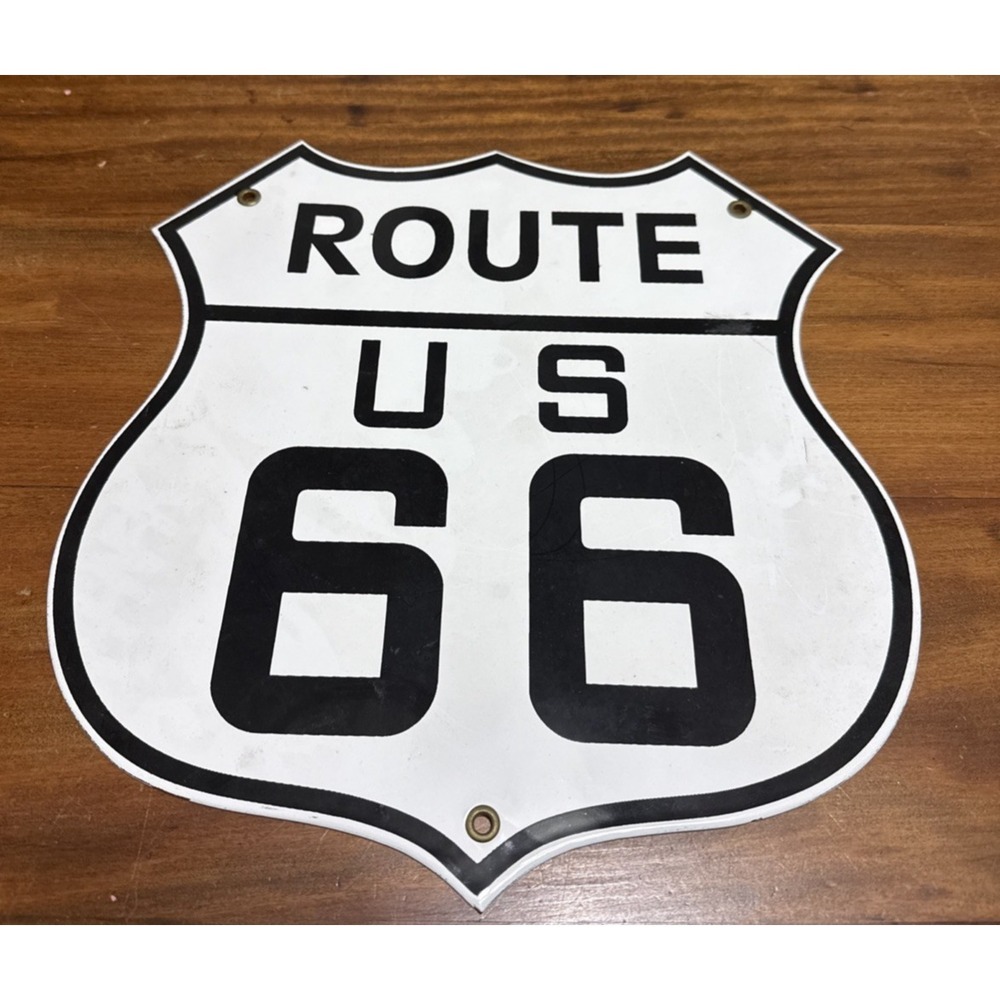 ROUTE 66 Heavy PORCELAIN SIGN FOR GAS PUMP OR DISPLAY - US 66 -